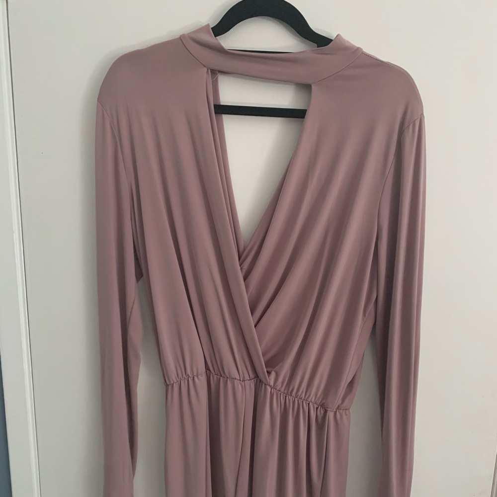 Blush Long Sleeve Low Cut Romper